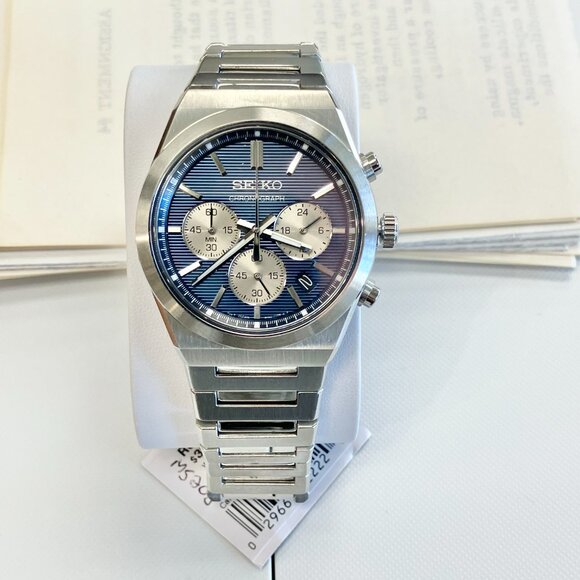 Seiko Essential Chronograph Watch With Blue Dial - Picture 1 of 8